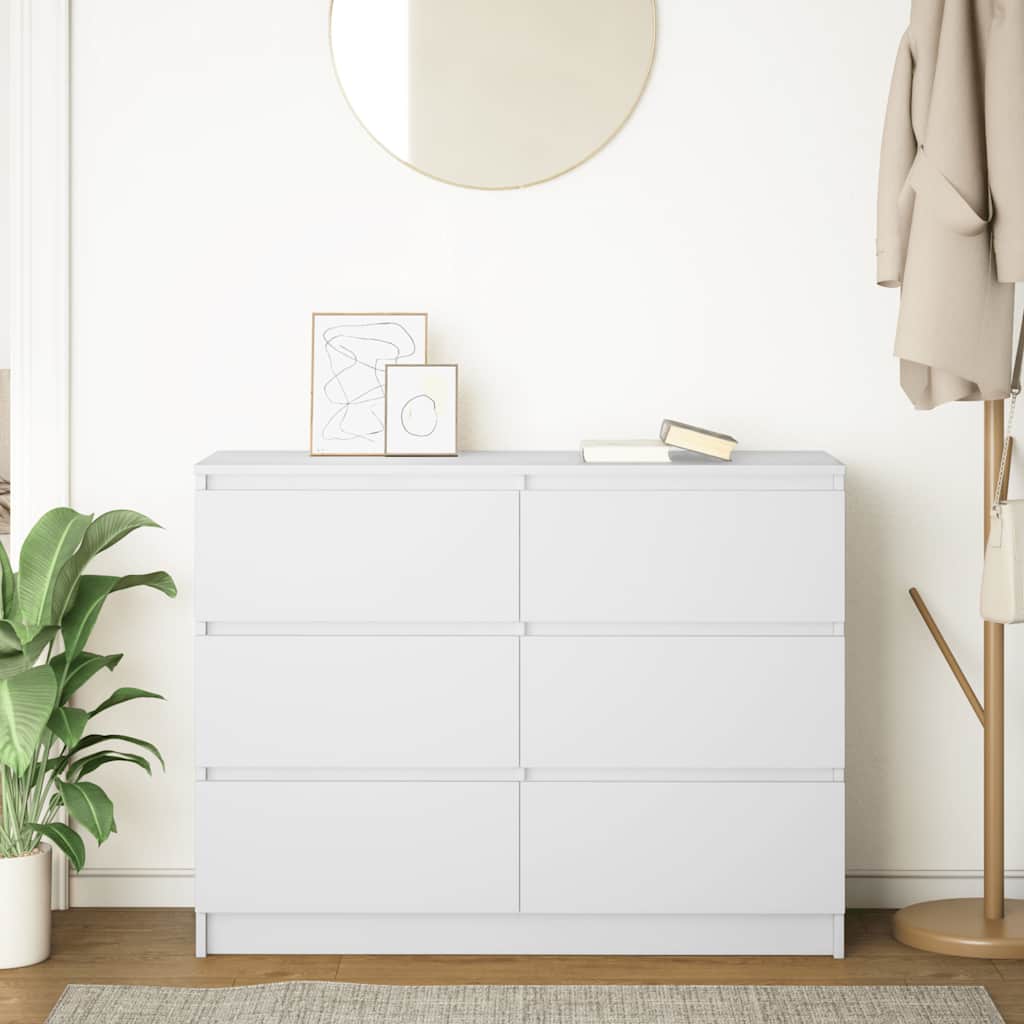 vidaXL Komoda Biała 100x35x76 cm Drewno klejone