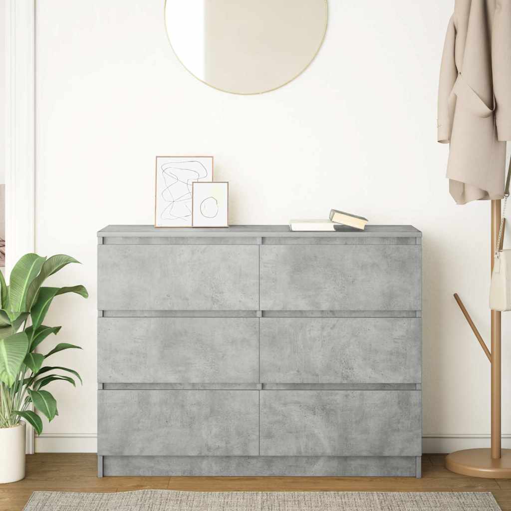 vidaXL Komoda Betonowa Szara 100x35x76 cm Drewno klejone
