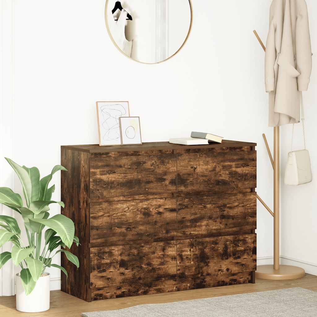 vidaXL Komoda, przydymiony dąb, 100x35x76 cm, materiał drewnopochodny