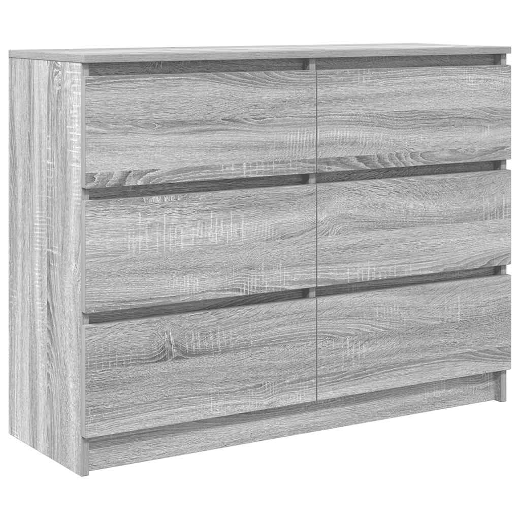 vidaXL Komoda, szary dąb sonoma, 100x35x76 cm, materiał drewnopochodny