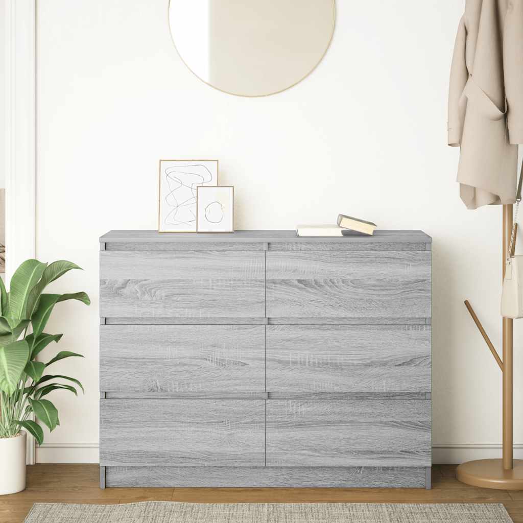 vidaXL Komoda, szary dąb sonoma, 100x35x76 cm, materiał drewnopochodny