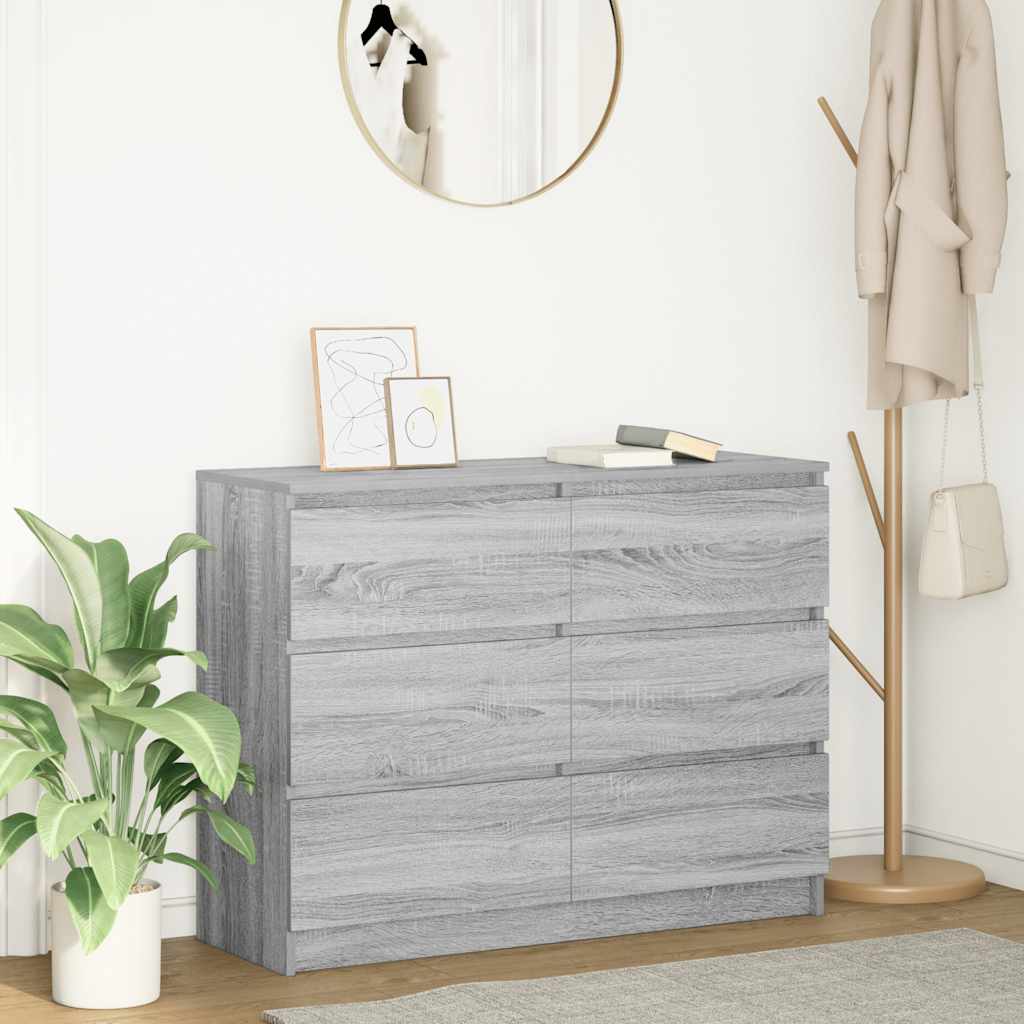 vidaXL Komoda, szary dąb sonoma, 100x35x76 cm, materiał drewnopochodny