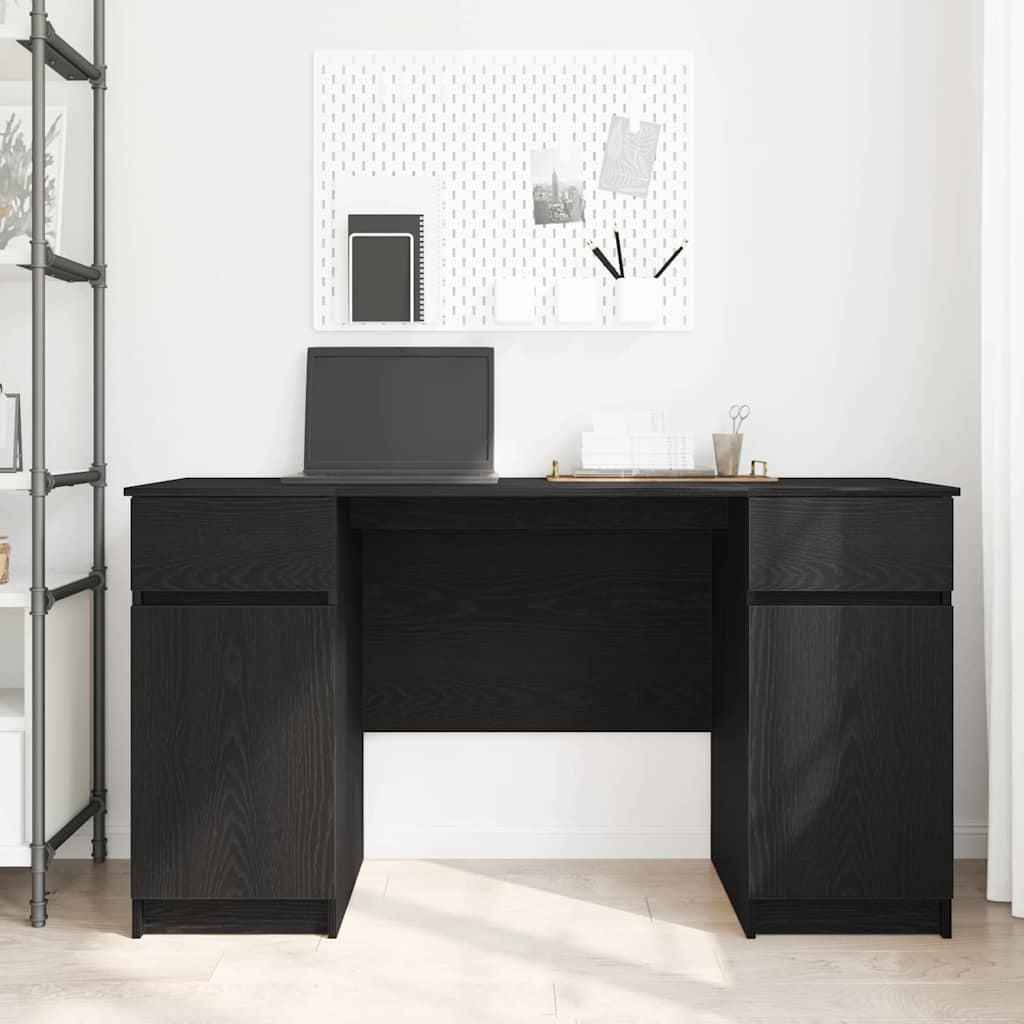 vidaXL Biurko Czarny dąb 140 x 49 x 76 cm Materiał drewnopochodny