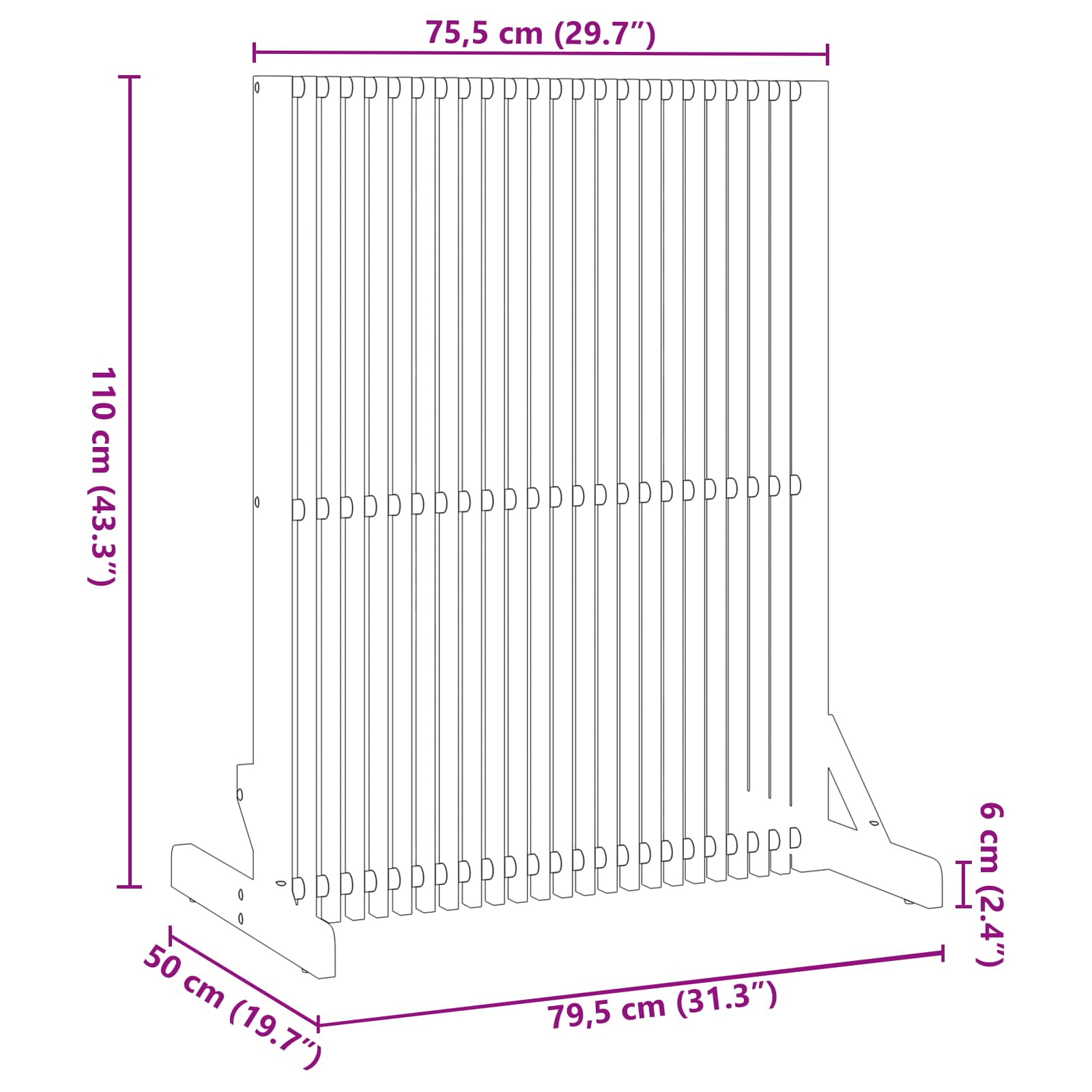 vidaXL Ekran prywatności Brązowy 79,5 x 50 x 110 cm Lite Drewno Akacji