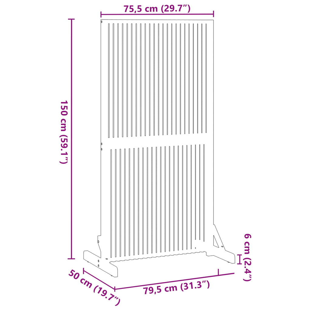 vidaXL Ekran prywatności Brązowy 79,5 x 50 x 150 cm Lite Drewno Akacji
