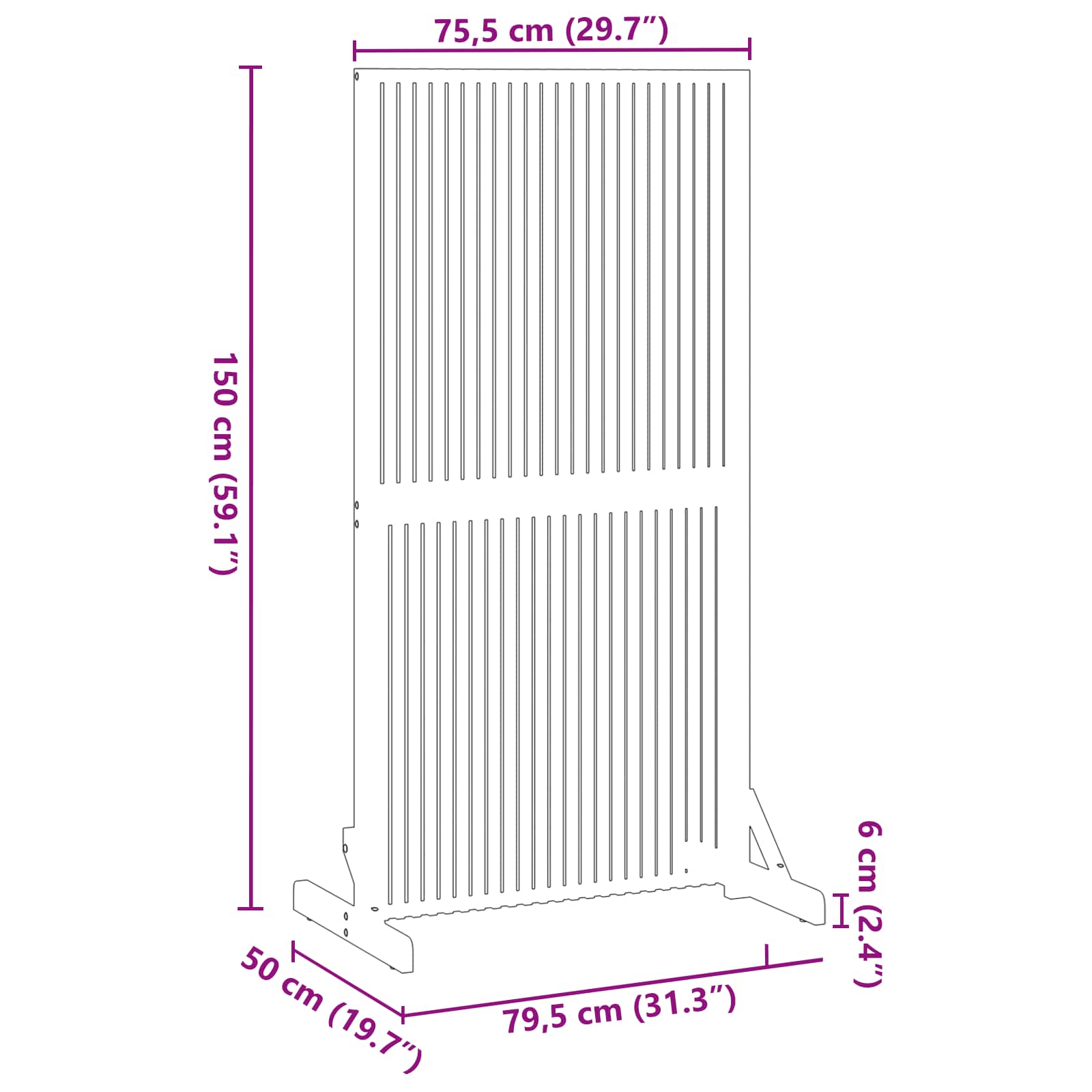 vidaXL Ekran prywatności Brązowy 79,5 x 50 x 150 cm Lite Drewno Akacji