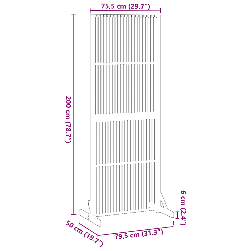 vidaXL Ekran prywatności Brązowy 79,5 x 50 x 200 cm Lite Drewno Akacji