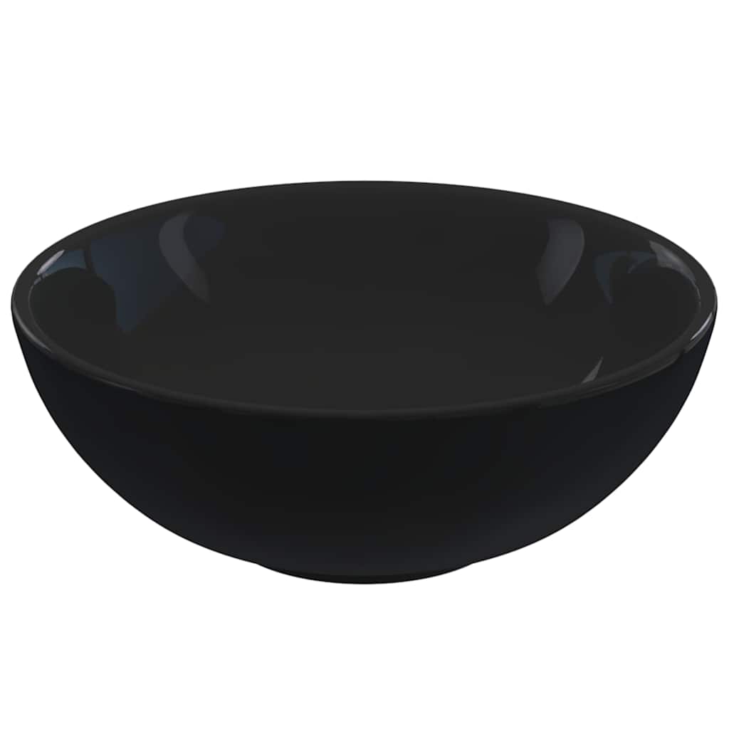vidaXL Umywalka połysk czarny Ø28x10 cm ceramiczna