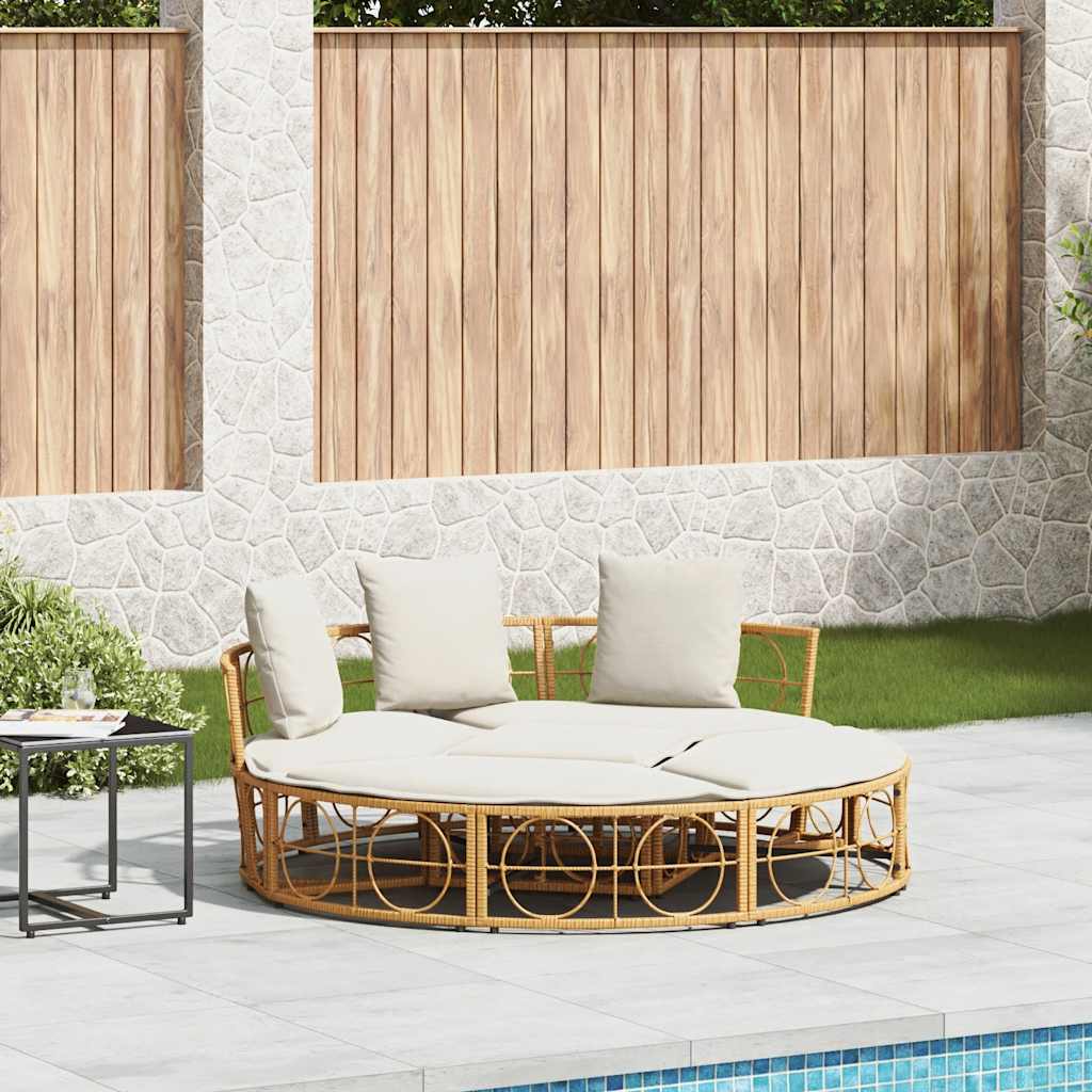 vidaXL Leżanka zewnętrzna bez baldachimu z polirattanu