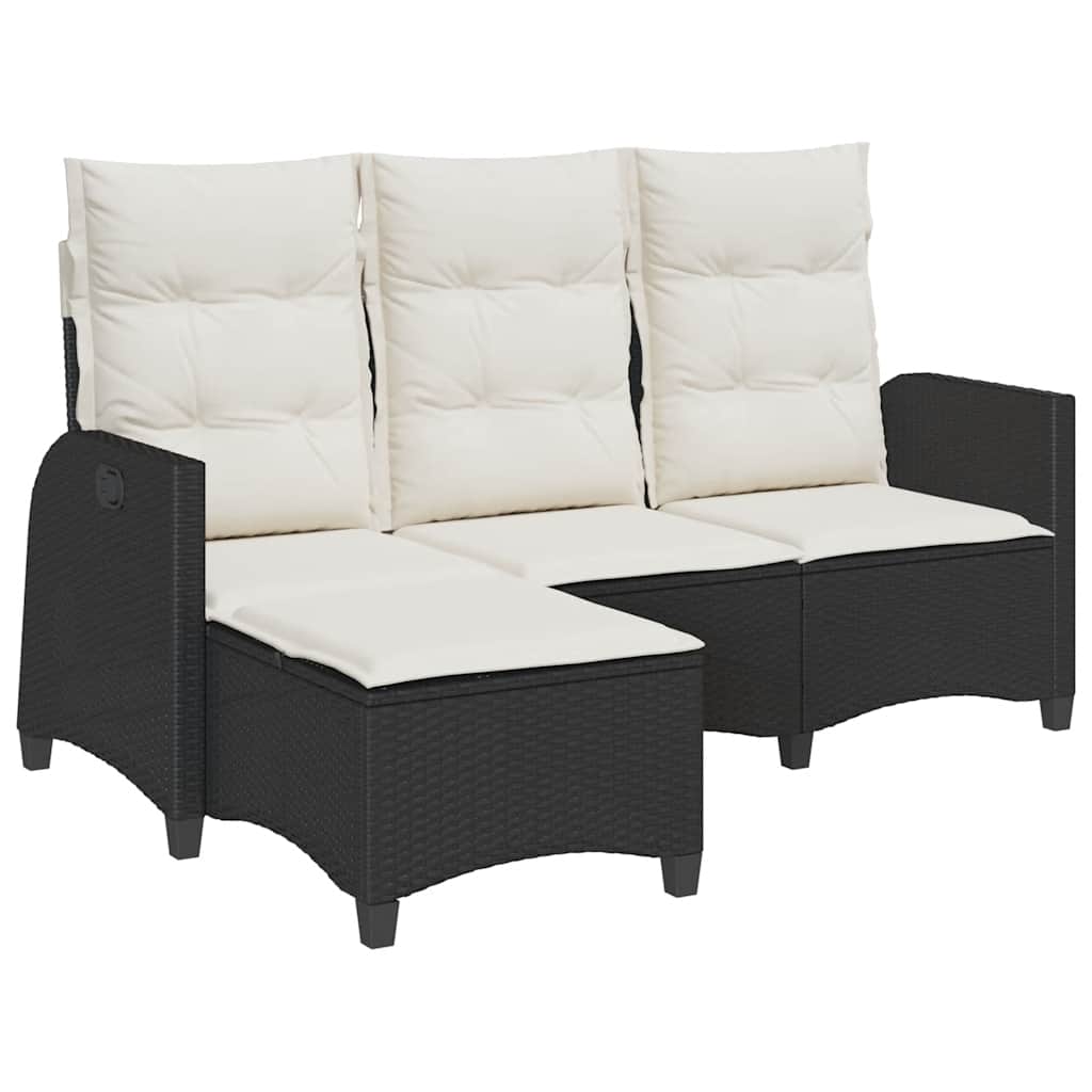 vidaXL Rozkładana Sofa Ogrodowa z Poduszkami L-kształtna Czarna