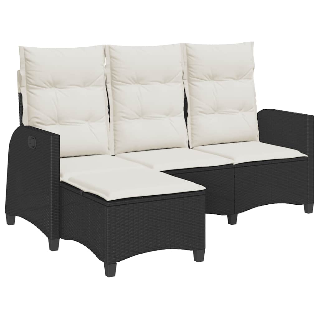 vidaXL Rozkładana Sofa Ogrodowa z Poduszkami L-kształtna Czarna