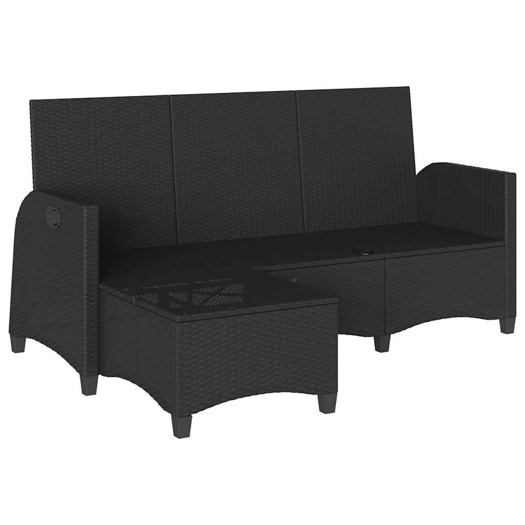vidaXL Rozkładana Sofa Ogrodowa z Poduszkami L-kształtna Czarna