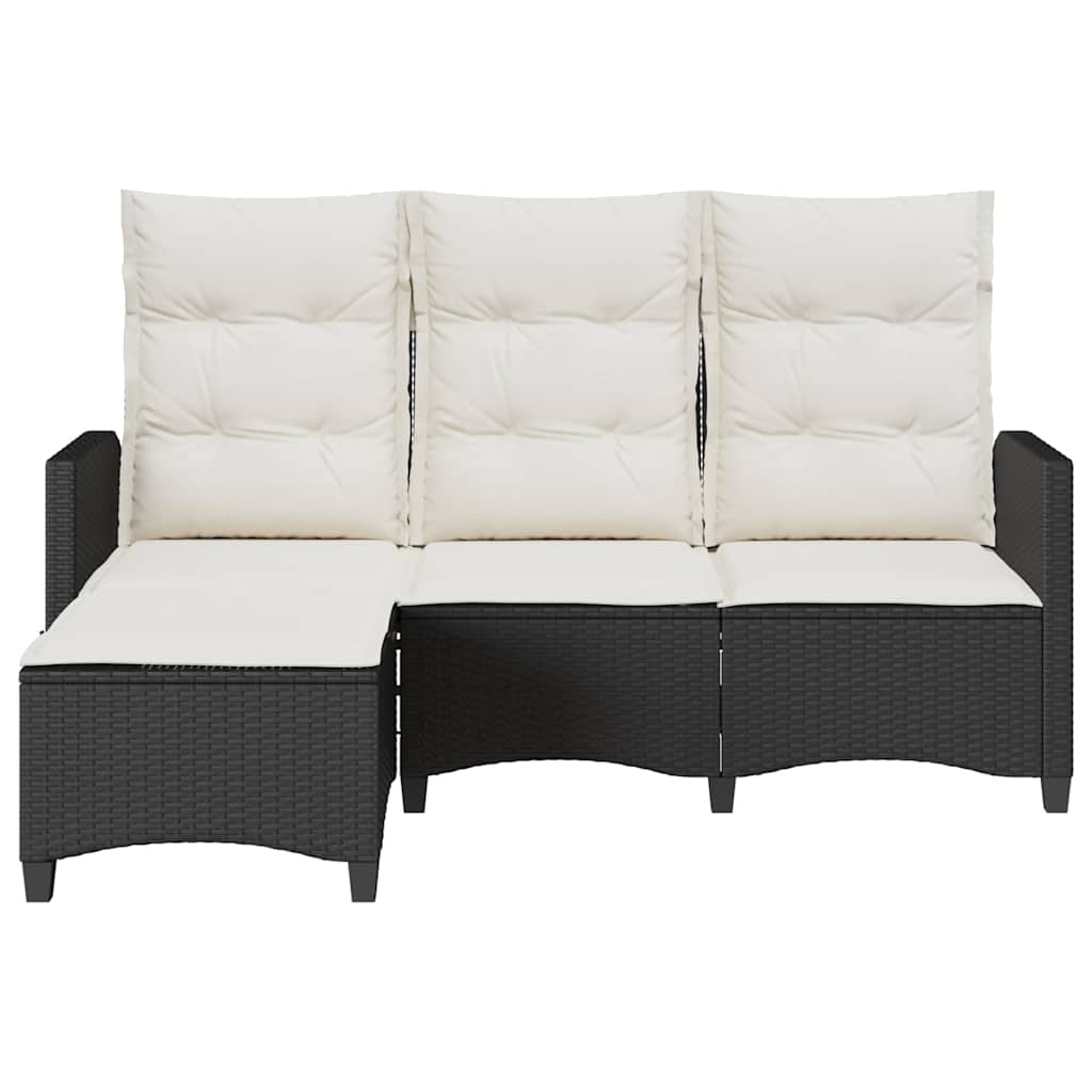 vidaXL Rozkładana Sofa Ogrodowa z Poduszkami L-kształtna Czarna