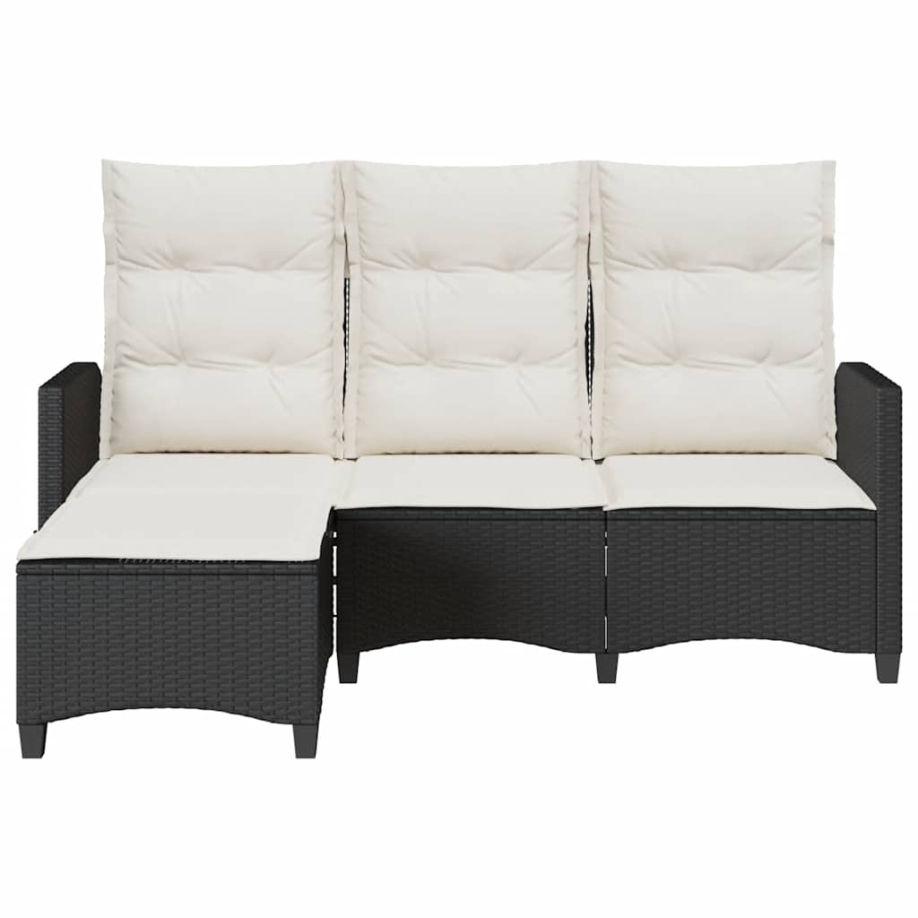 vidaXL Rozkładana Sofa Ogrodowa z Poduszkami L-kształtna Czarna