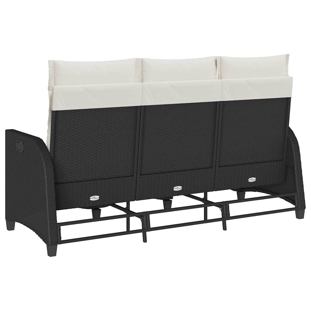 vidaXL Rozkładana Sofa Ogrodowa z Poduszkami L-kształtna Czarna