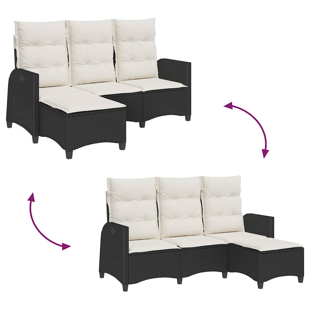 vidaXL Rozkładana Sofa Ogrodowa z Poduszkami L-kształtna Czarna
