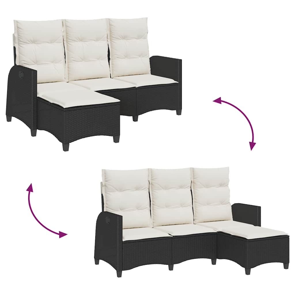 vidaXL Rozkładana Sofa Ogrodowa z Poduszkami L-kształtna Czarna