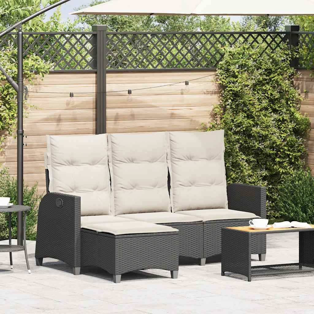 vidaXL Rozkładana Sofa Ogrodowa z Poduszkami L-kształtna Czarna