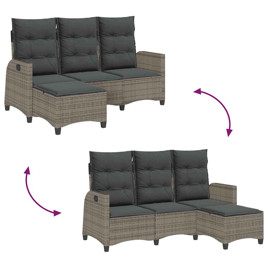 vidaXL Rozkładana Sofa Ogrodowa z Poduszkami L-kształtna Szara