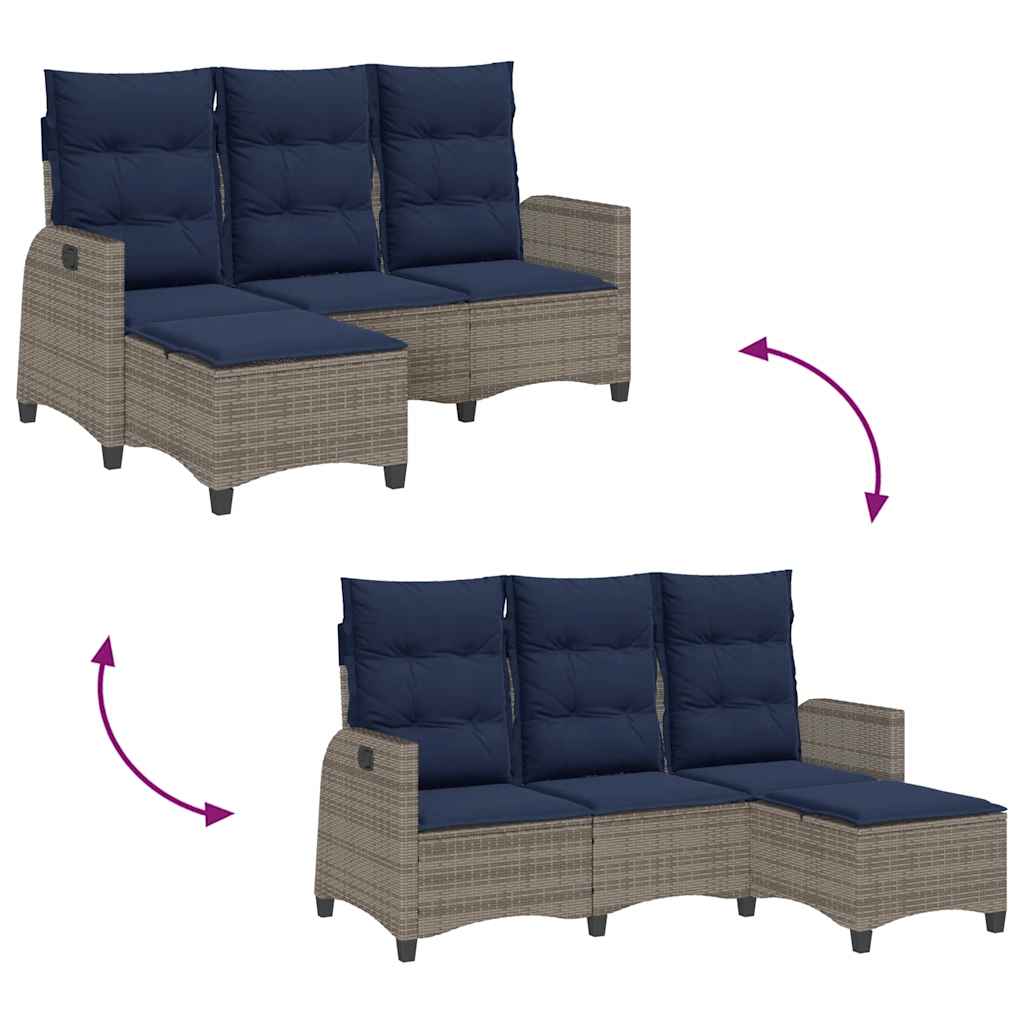 vidaXL Rozkładana Sofa Ogrodowa z Poduszkami L-kształtna Szara