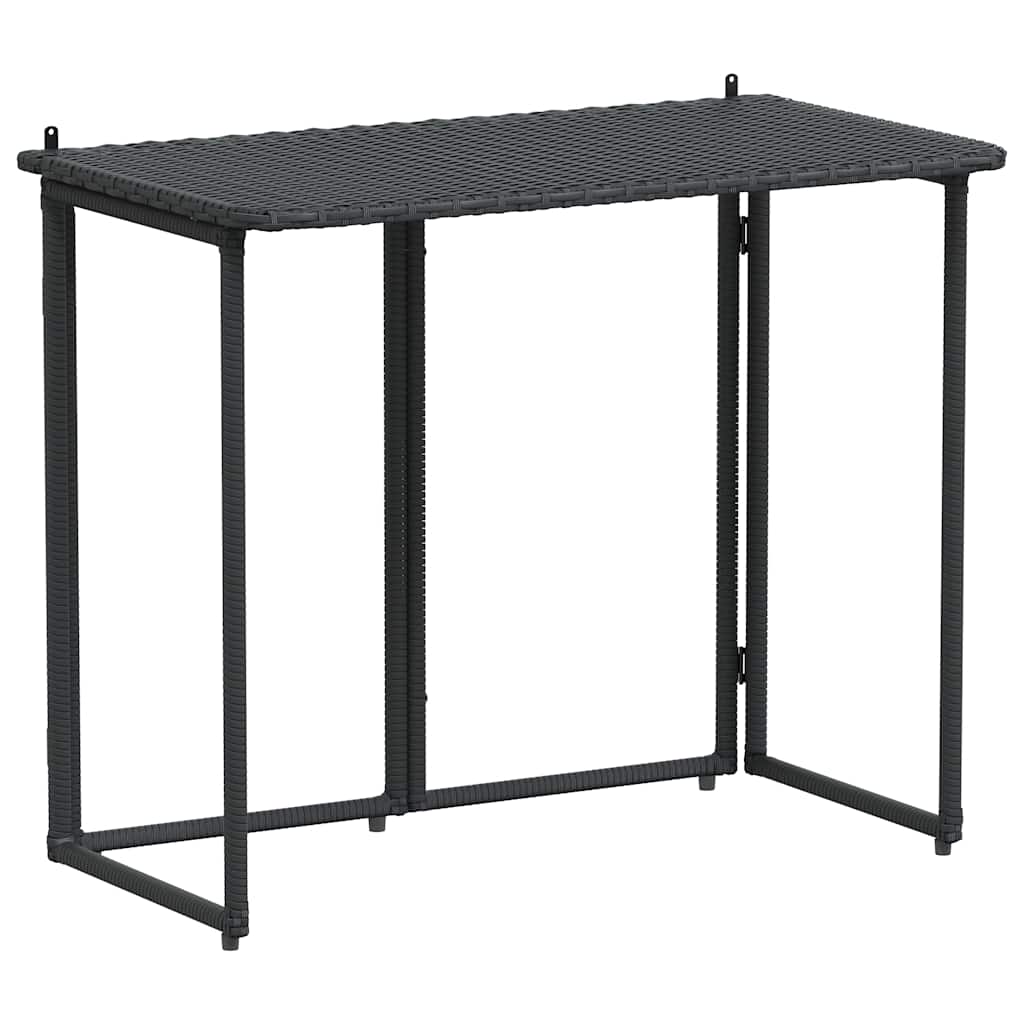 vidaXL Składany stół ogrodowy czarny 90x51x75 cm polirattan