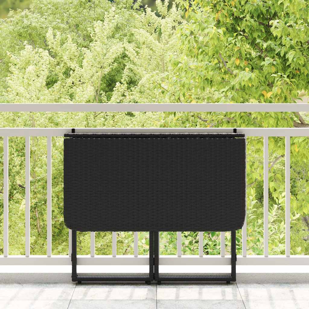 vidaXL Składany stół ogrodowy czarny 90x51x75 cm polirattan