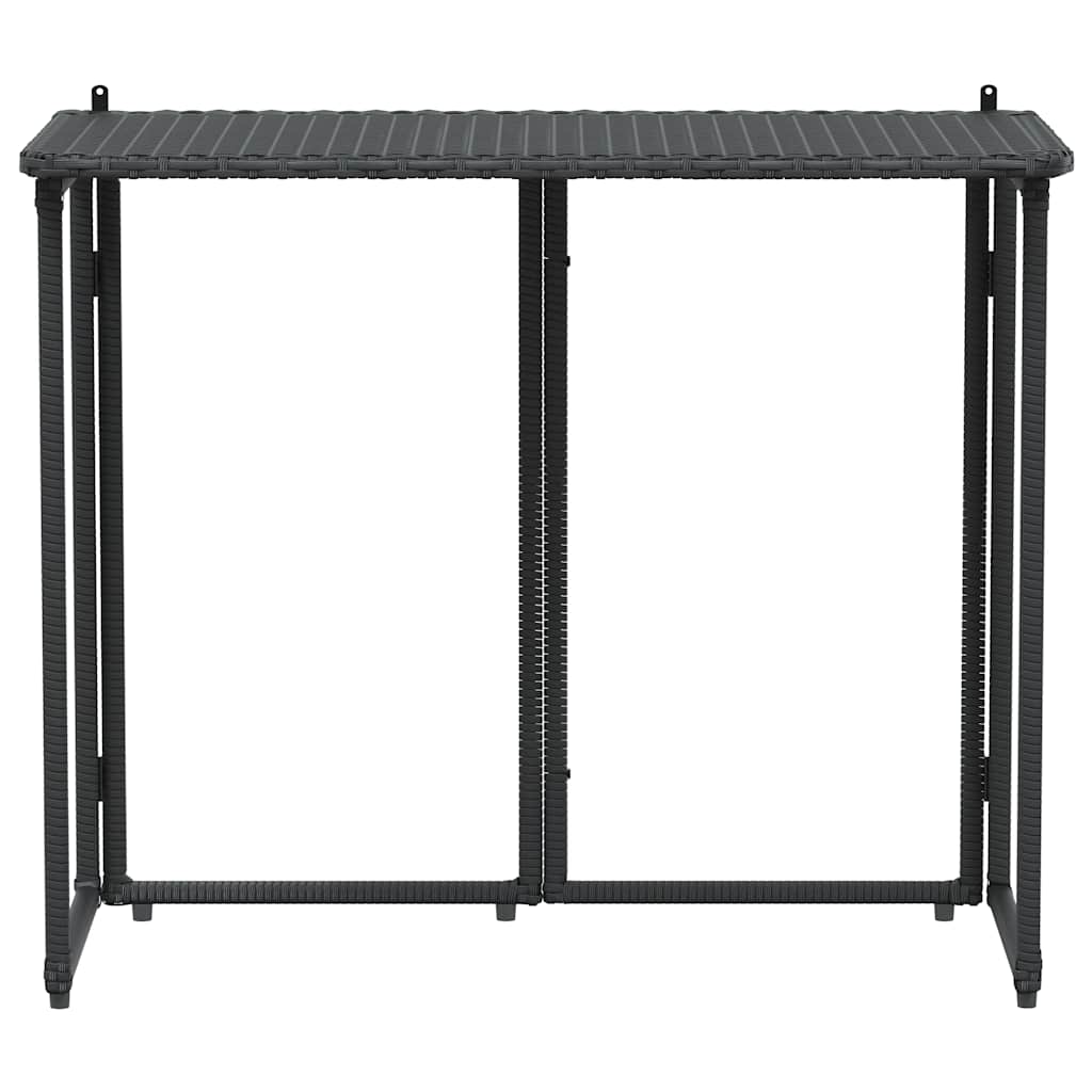 vidaXL Składany stół ogrodowy czarny 90x51x75 cm polirattan