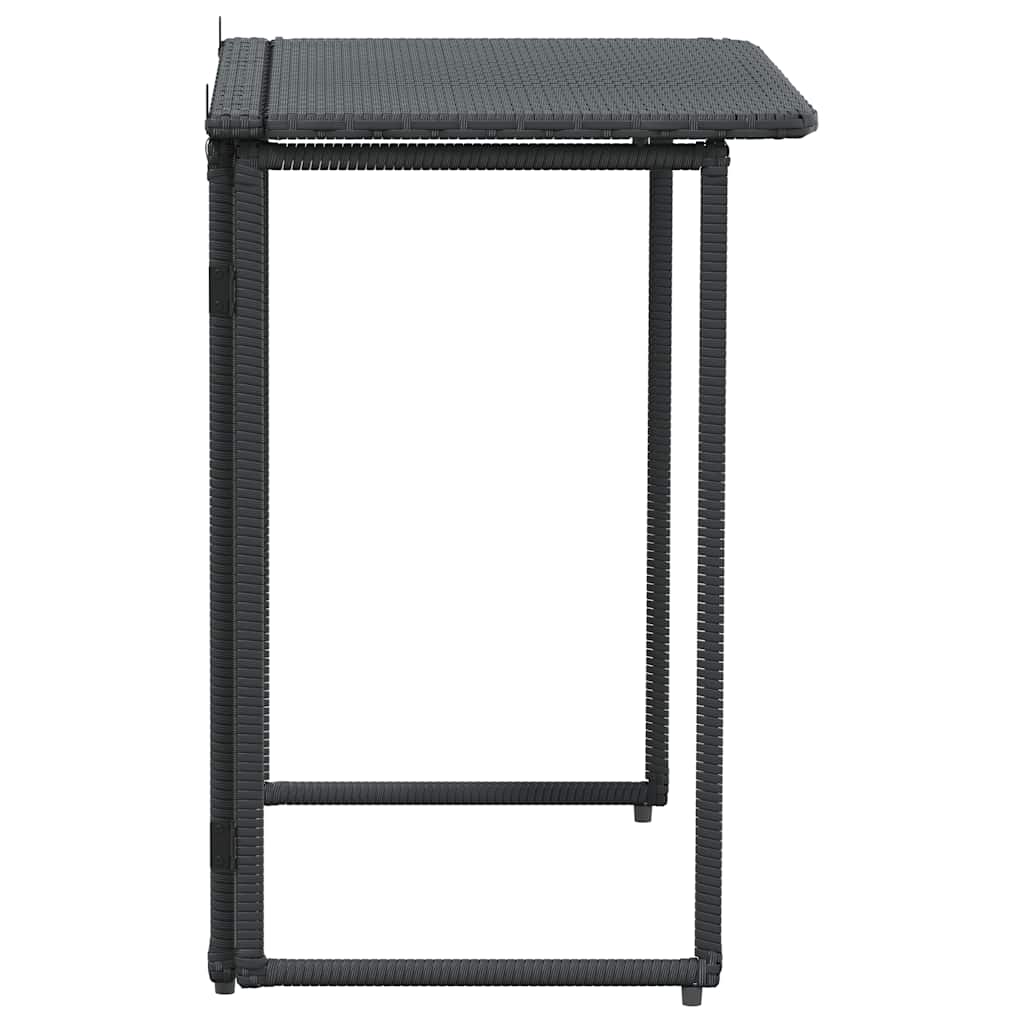 vidaXL Składany stół ogrodowy czarny 90x51x75 cm polirattan