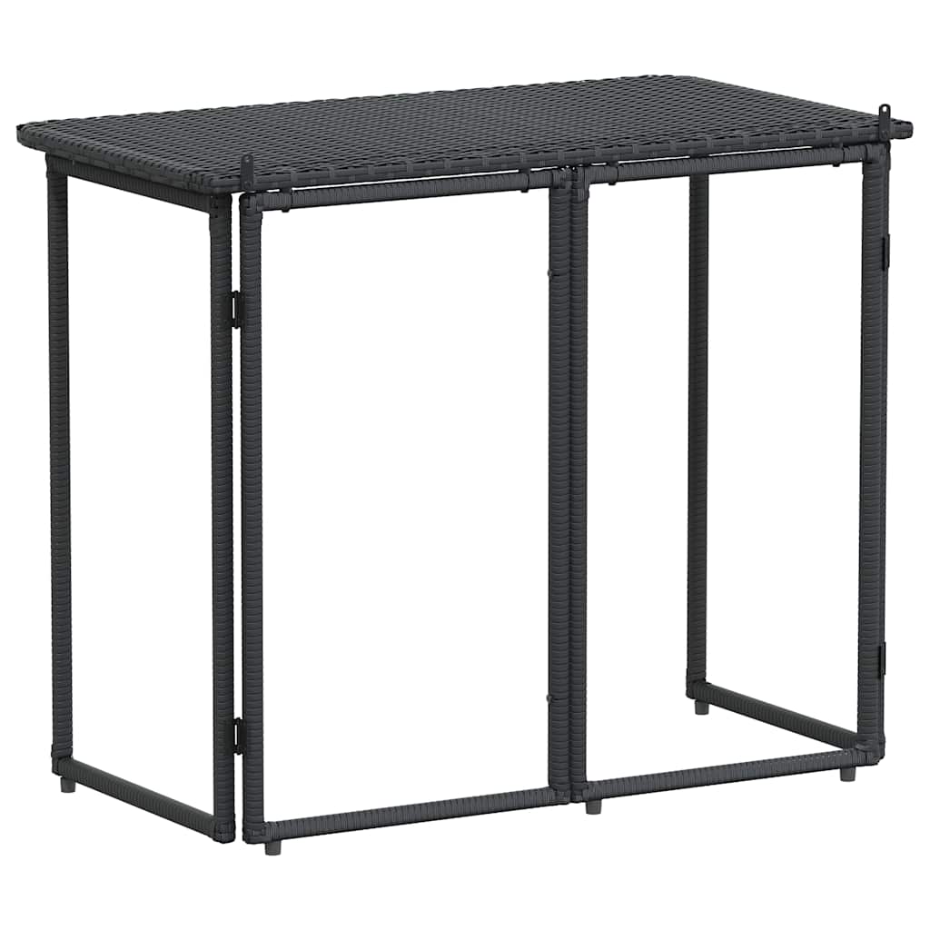 vidaXL Składany stół ogrodowy czarny 90x51x75 cm polirattan