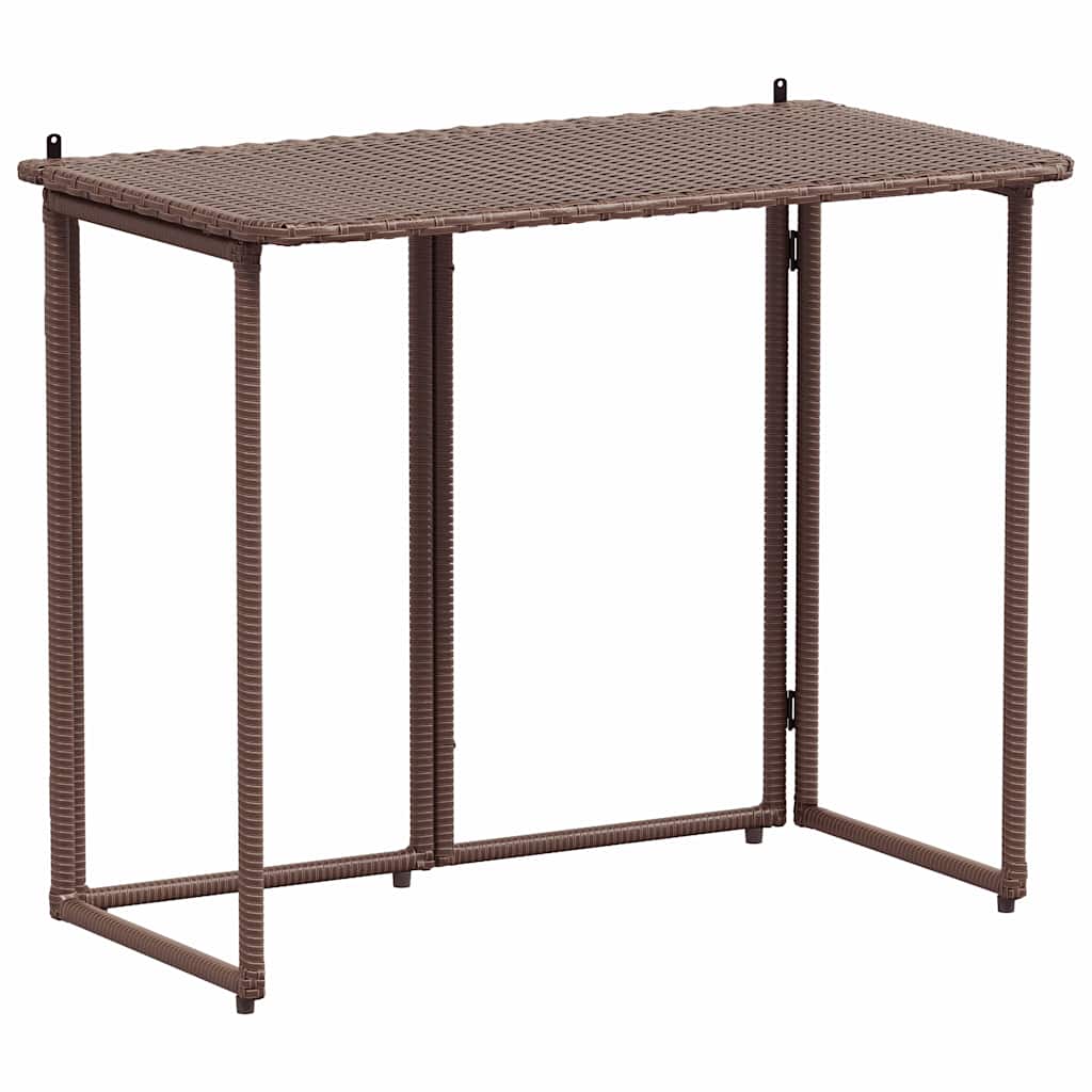 vidaXL Składany stół ogrodowy Brązowy 90x51x75 cm Polirattan