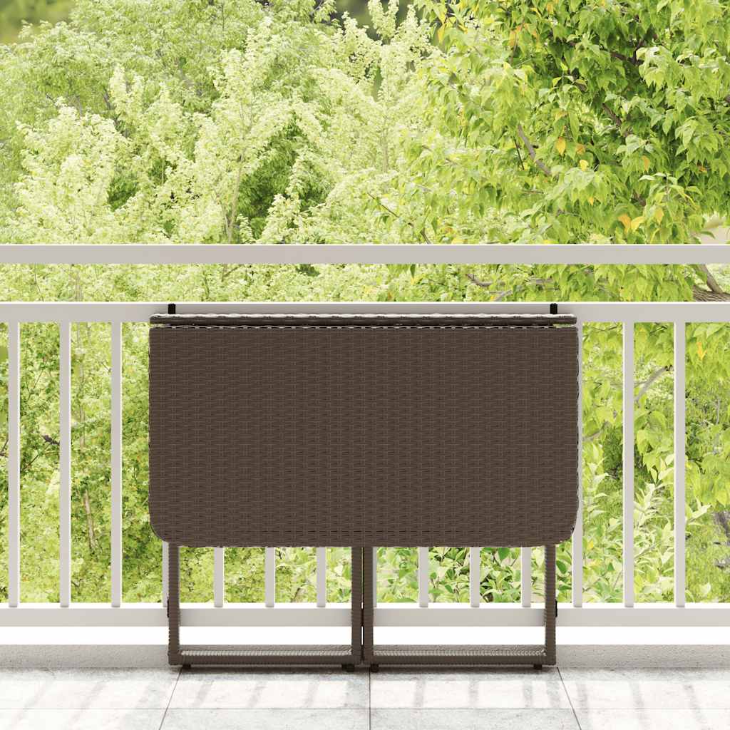 vidaXL Składany stół ogrodowy Brązowy 90x51x75 cm Polirattan