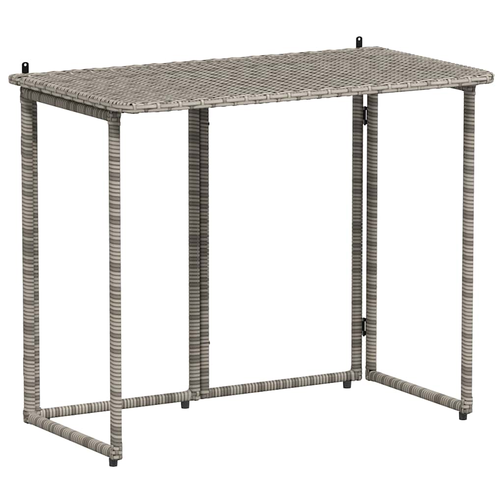 vidaXL Składany stół ogrodowy szary 90x51x75 cm polirattan