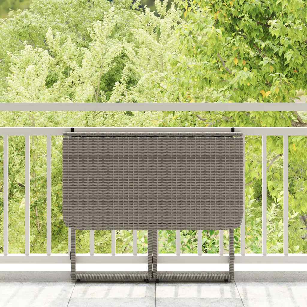 vidaXL Składany stół ogrodowy szary 90x51x75 cm polirattan