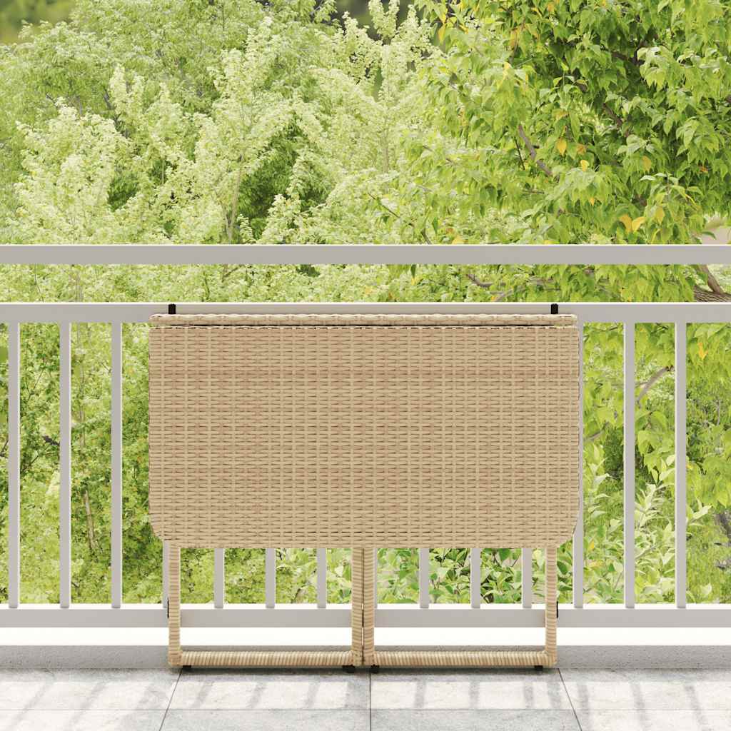 vidaXL Składany stół ogrodowy beżowy 90x51x75 cm polirattan