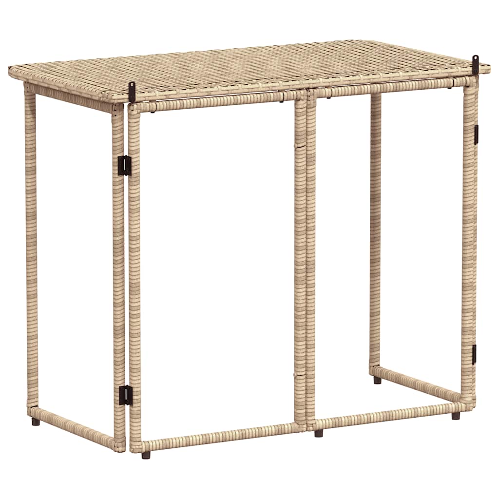 vidaXL Składany stół ogrodowy beżowy 90x51x75 cm polirattan