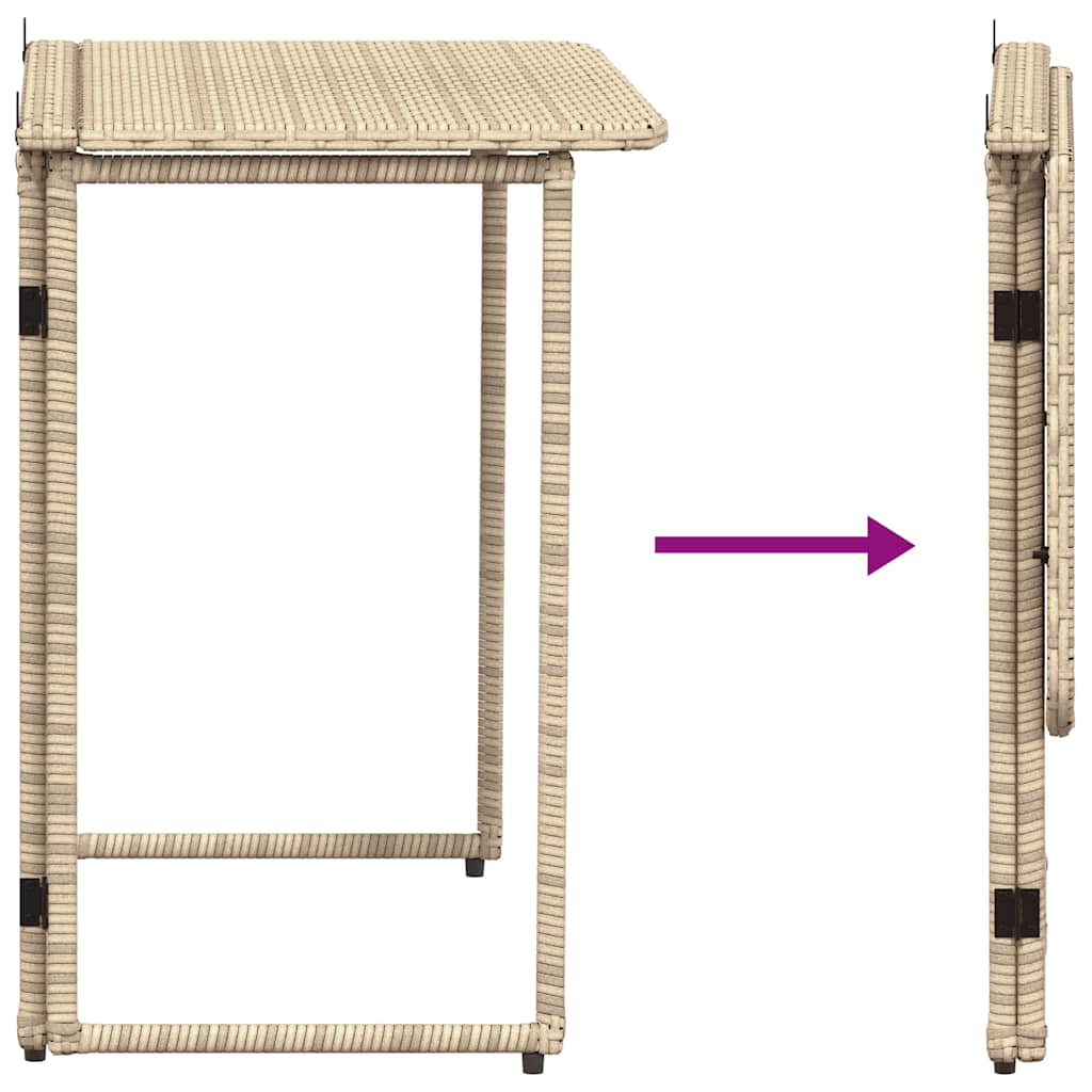 vidaXL Składany stół ogrodowy beżowy 90x51x75 cm polirattan