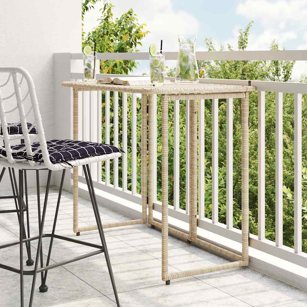 vidaXL Składany stół ogrodowy beżowy 90x51x75 cm polirattan