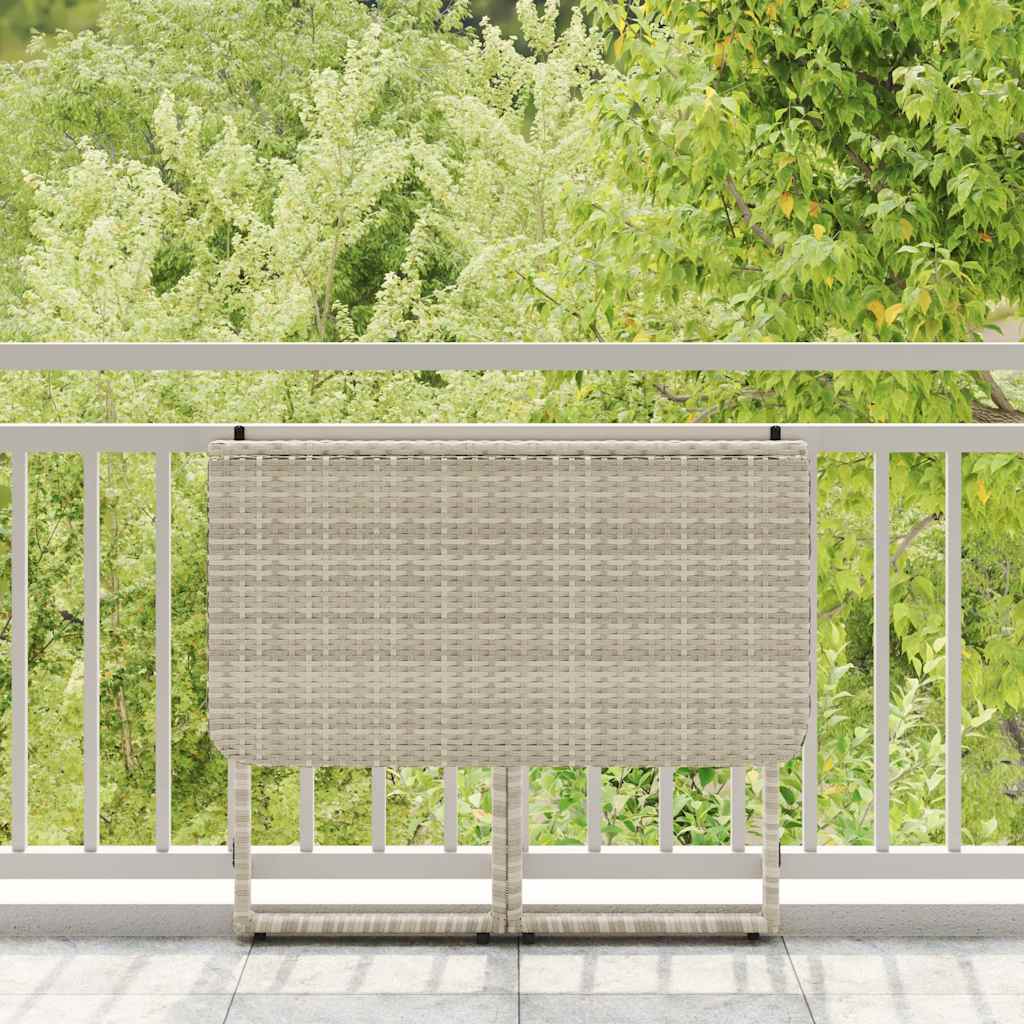 vidaXL Składany stół ogrodowy Jasnoszary 90x51x75 cm Polirattan