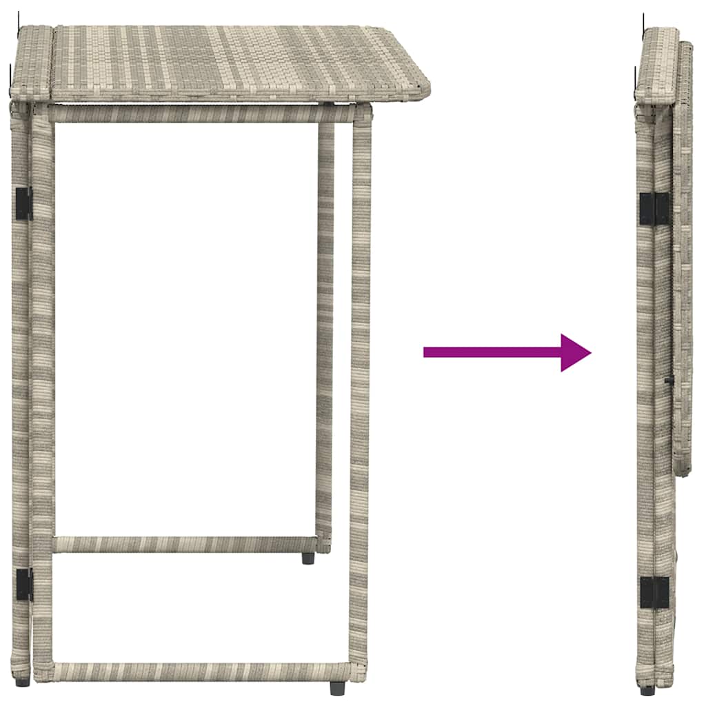 vidaXL Składany stół ogrodowy Jasnoszary 90x51x75 cm Polirattan