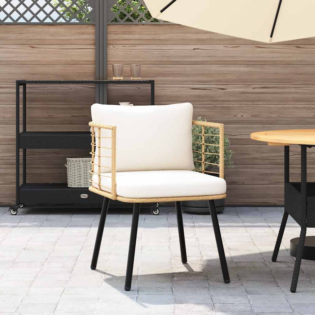 vidaXL Krzesło ogrodowe z poduszkami Naturalny polirattan