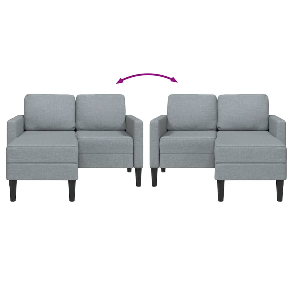 vidaXL Sofa 2-osobowa z szezlongiem w kształcie litery L, jasnoszara