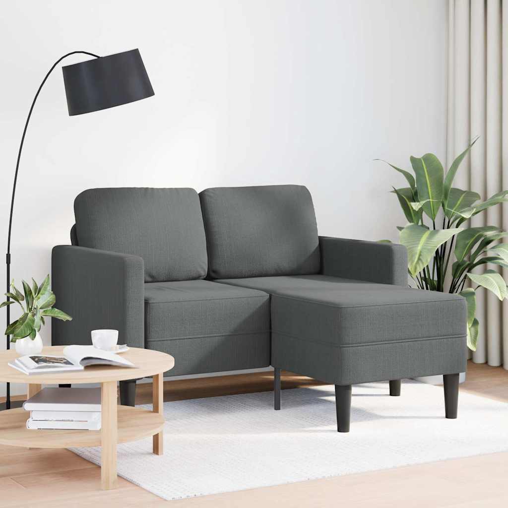 vidaXL Sofa 2-osobowa z szezlongiem w kształcie litery L, ciemnoszara, 125 cm, tkanina