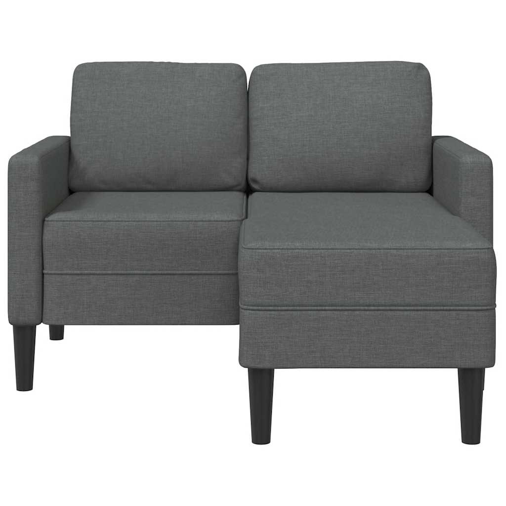vidaXL Sofa 2-osobowa z szezlongiem w kształcie litery L, ciemnoszara, 125 cm, tkanina