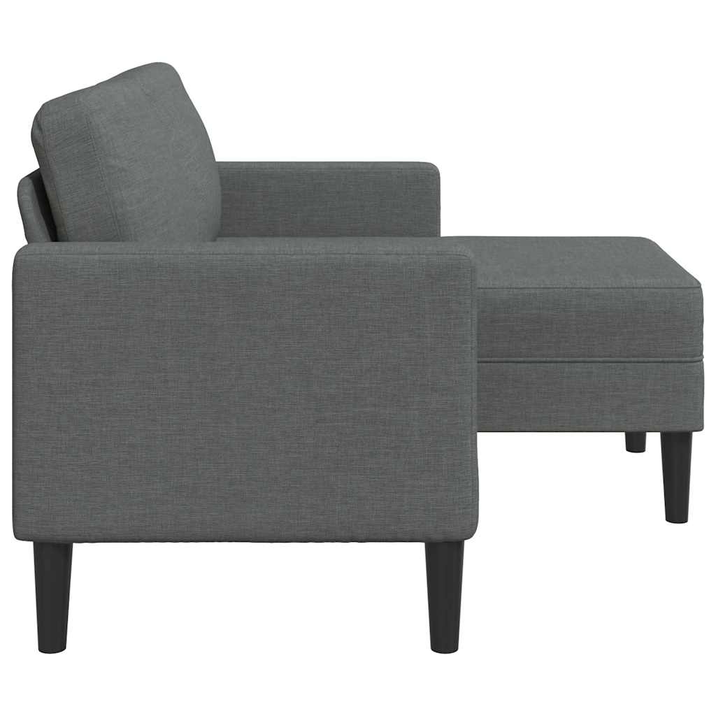 vidaXL Sofa 2-osobowa z szezlongiem w kształcie litery L, ciemnoszara, 125 cm, tkanina