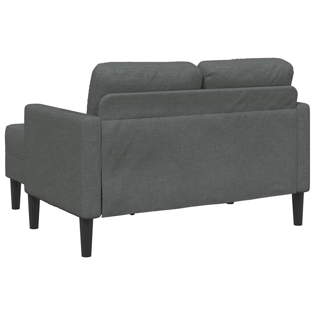 vidaXL Sofa 2-osobowa z szezlongiem w kształcie litery L, ciemnoszara, 125 cm, tkanina