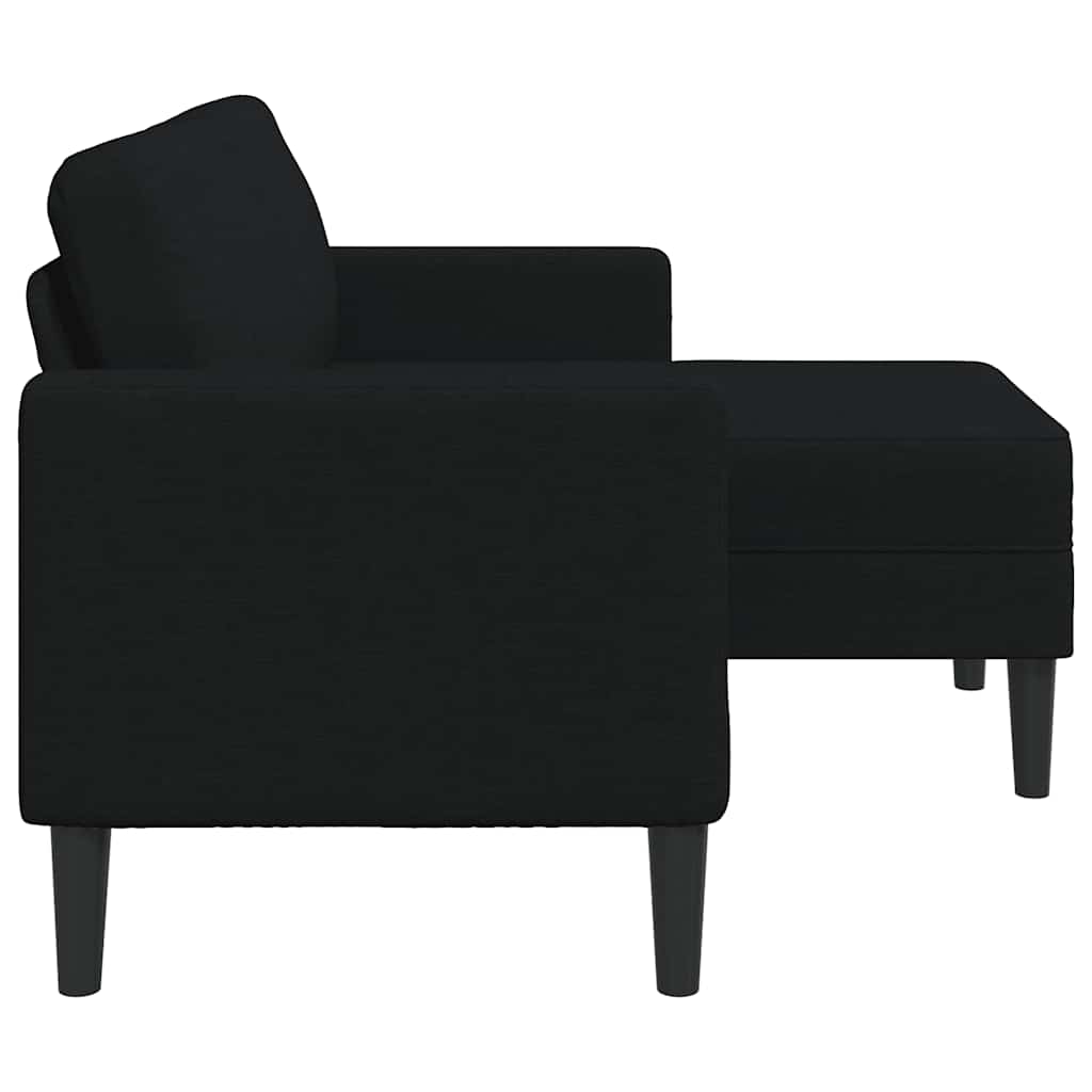 vidaXL Sofa 2-osobowa z szezlongiem w kształcie litery L, czarna