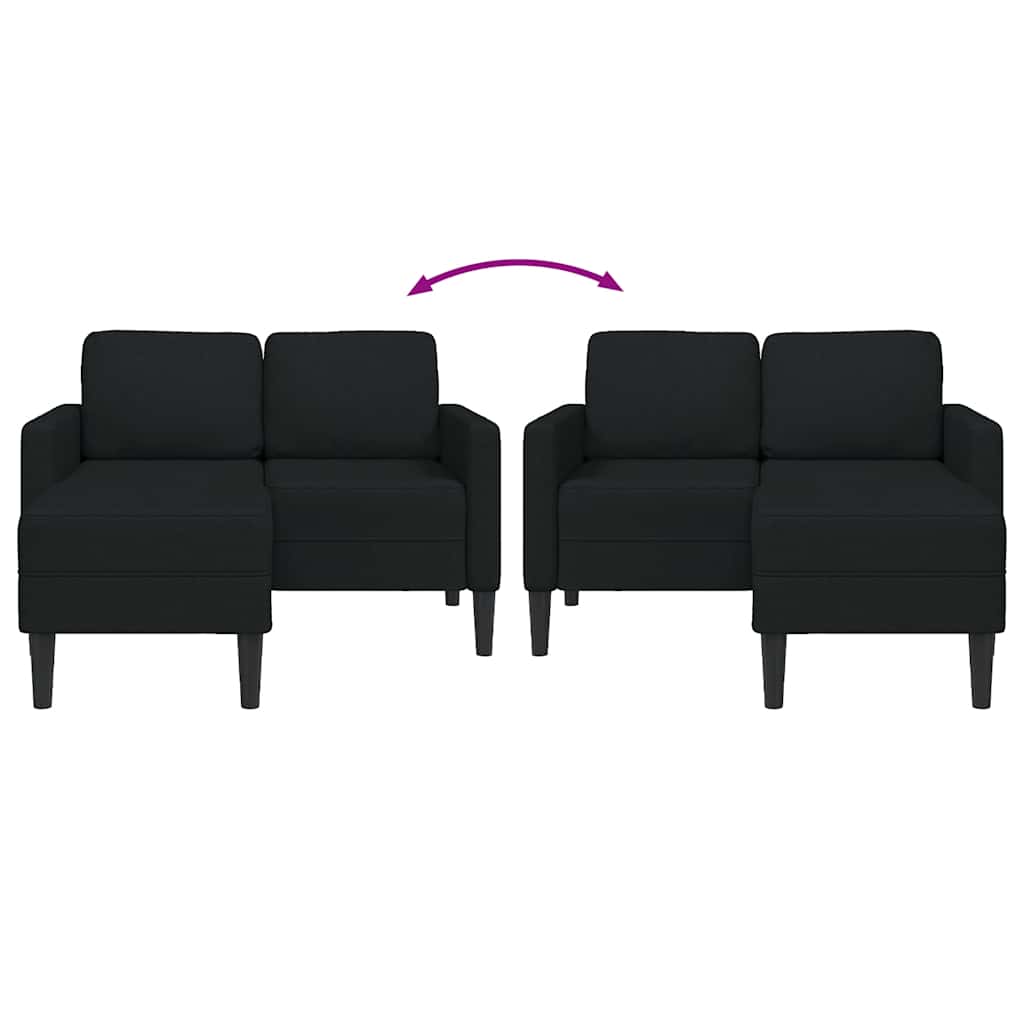 vidaXL Sofa 2-osobowa z szezlongiem w kształcie litery L, czarna