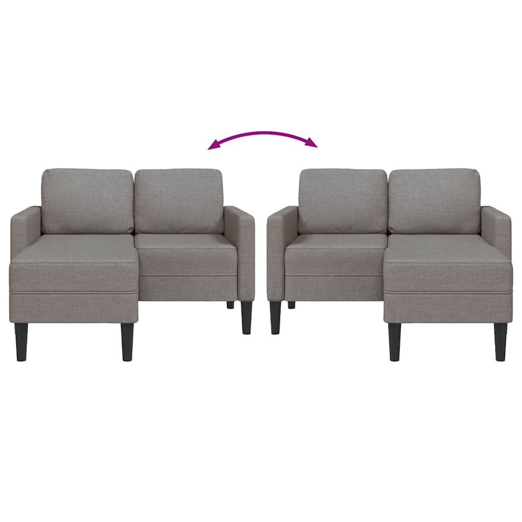 vidaXL Sofa 2-osobowa z szezlongiem w kształcie litery L, kolor taupe