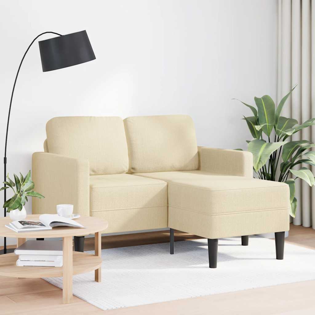 vidaXL Sofa 2-osobowa z leżanką w kształcie litery L, kremowa, 125 cm