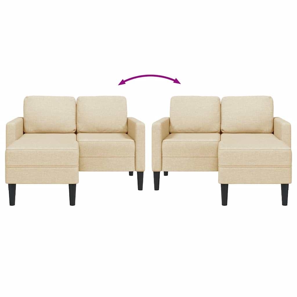 vidaXL Sofa 2-osobowa z leżanką w kształcie litery L, kremowa, 125 cm